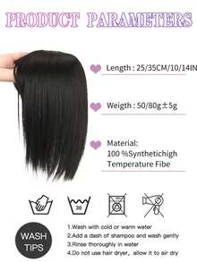 Topper 假发片隐形无缝长直发假发刘海夹头顶自然隐形替换片遮盖白发