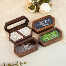 Personalized Wooden Ring Box Custom Round Engagement Ring Box Double Ring Bearer Box Custom Wedding Accessories Wedding Ring Box Valentine's Gift For Her New Couple Gift Wedding Gift,Delicate Romance