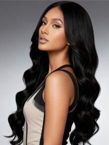 New Fashion Black 32 Inch Middle Part Long Curly Synthetic Wig For Daily Wear - Black - View 8