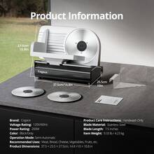 Cogace Powerful Meat Slicer Machine, 200W Electric Food Slicer With 3 Types Of 7.5" Stainless Steel Blades, Adjustable Thickness 0–15mm, For Meat, Cheese, Bread, Vegetables, Home Use - Xem 11