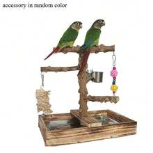 Parrot Perch With Adjustable Stainless Steel Base, Multifunctional Bird Training Stand For Tabletop Use, Sturdy Perch For Parrot Daily Activity And Training - Multicolor - View 9