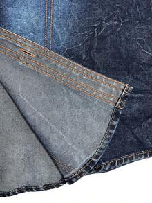 Blue Denim Long-Sleeved Shirt, Fashionable New Style, Slim Fit, Casual And Versatile, High-End Look, Double Pockets. - Xanh đậm - Xem 5