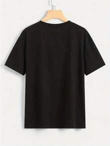 Men's Fashion Graphic Tee, Quality Fabric, Loose Fit, Breathable, Casual, Eye-Catching Print - Black - View 3