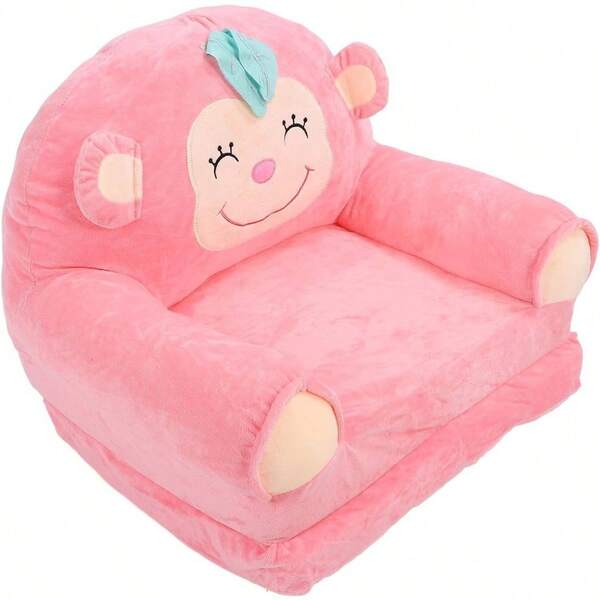 Soft Plush Folding Sofa Foldable Toddler Couch Kid Lounge Chair With Unique Design Sturdy And Comfortable For Kindergarten Home Pink