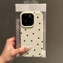 Funda de teléfono a prueba de golpes, funda protectora negra con lindos puntos blancos, clásica y sencilla, adecuada para iPhone 17/17 Pro/17 Pro Max/17 Air/16/11/13/15/15 Plus/15 Pro/15 Pro Max/12/14 Pro Max/11 Pro Max/12 Pro/12 Pro Max/13 Pro/13 Pro Max/14 Pro/14 Plus funda de teléfono a prueba de golpes para chicas y mujeres - 1 pieza - Ver 2