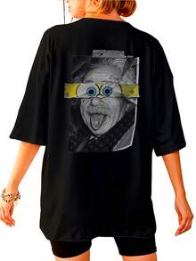 Oversized Street Einstein The Genius Unisex T-Shirt Ref4153 - 黑色 - 查看 3
