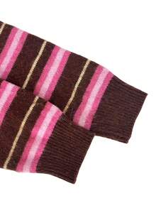 Vivid Women's Fashion Colorblock Striped Loose Round Neck Knit Sweater, Autumn/Winter Pullover - Multicolor - View 7
