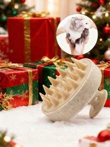 1个头皮按摩刷，小麦秸秆洗发工具，硅胶发刷，头皮按摩清洁刷，头皮去角质磨砂膏/浴室用品/女士礼物/浴室/淋浴用品/沐浴刷/节日必备/旅行必备/情人节/复活节 - 彩色 - 查看 12