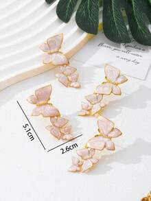1 Pair Ethereal Versatile Butterfly Earrings, Palace Style Stud Earrings, High-End Elegant Hollow Ear Dangles, Gift For Best Friend - Earring - View 3