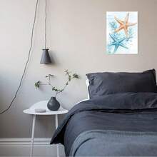 1pc Starfish Ocean Coastal Canvas Wall Art Print, Watercolor Marine Sea Life Home Decor For Living Room Bathroom, Beach Theme Stretched Artwork For Bedroom - 彩色 - 查看 3