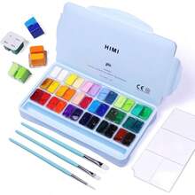 HIMI Gouache Paint Set, 36 Colorsx 12ml Twin Cup Design With 3 Paint Brushes And A Palette In A Carrying Case Artists, Students, Gouache Opaque Painting - 36 Colors - View 2