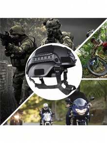 Casco táctico Airsoft Paintball Mich 2001 con NVG y rieles laterales, casco de paintball táctico ajustable para protección militar, casco táctico militar Airsoft Paintball protector de cabeza con soporte para cámara de acción de visión nocturna - Negro - Ver 9