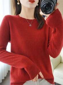Jersey Informal Cuello Redondo para Dama, Cómodo y Ligero - Rojo - Ver 2