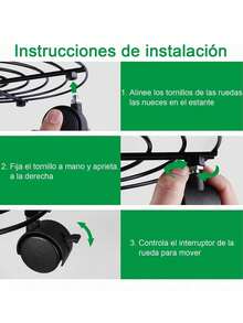 2 Metal Flower Pot Base Stands With Rotating Wheels - Black - View 6