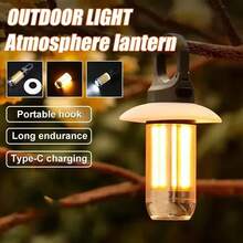 1 pièce Lampe de camping multifonctionnelle, lampe de tente portable avec chargement de type C, lampe de poche de camping extérieur