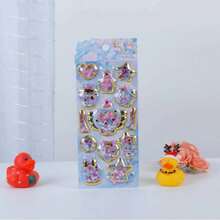 新款液体闪光水摇摇杯卡通女孩贴纸，可爱系列儿童玩具 - 彩色 - 查看 14