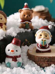 1pc Cute Santa Claus & Christmas Tree Decor, Miniature Landscape Ornament, Delicate Desktop Or Outdoor Decoration