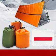 1 pezzo Coperta di emergenza portatile, 1 pezzo Coperta di pronto soccorso di emergenza, Sacco a pelo da campeggio portatile per sopravvivenza all'aperto, Arancione e Verde oliva, Monouso in PE, Antivento, Senza elettricità necessaria, Isolamento leggero, Senza piume - Multicolore - Visualizzare 2