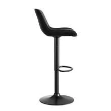 Black Dining Bar Swivel Chairs, Set Of 4 – Upholstered In Velvet, Height Adjustable, 360° Swivel Function - Black + Iron + Metal & Wood + Velvet + Foam - View 2