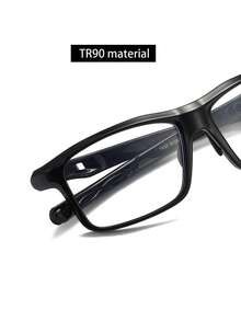 男士方形TR90镜框眼镜，透明镜片，时尚全框眼镜，可调节一体式眼镜带，防滑，适合日常休闲佩戴，材质舒适，男士配饰，四季皆宜