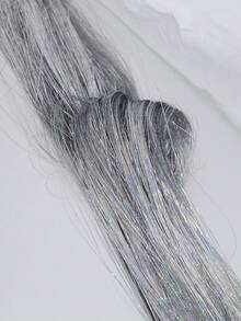 Holographic Glitter Hair Tinsel, Heat Resistant Shiny Hair Tinsel, For Christmas, New Year Party - Silver - View 8