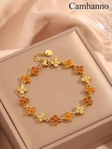 Camhanno 多功能不锈钢花朵手链，适合日常通勤，奢华配饰，是送给美丽女性的完美节日礼物，也适合表白、祝福、圣诞礼物等场合。 - 彩色 - 查看 9