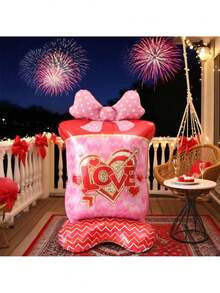 Caixa de Presente Grande de 150cm com Desenho de Letra LOVE e Coração em Dourado - Adequada para Dia dos Namorados, Confissão, Aniversário, Comemoração e Decoração de Festa, Decoração de Balão do Dia dos Namorados