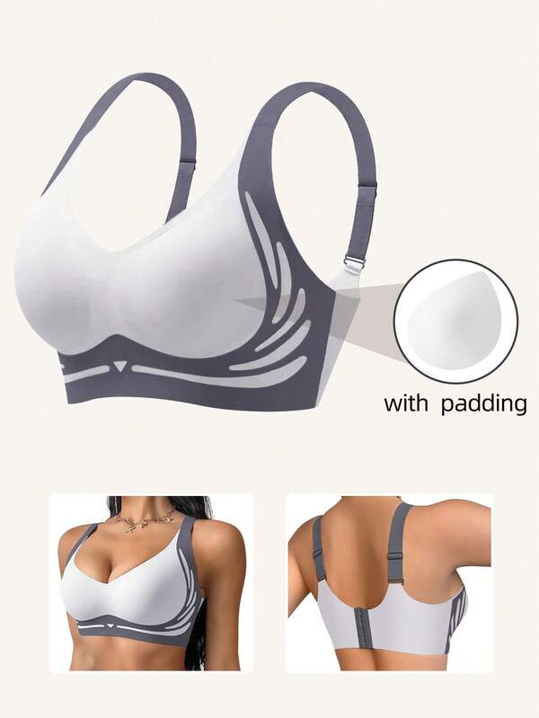 Light Chest Support Binder Bra Soft Support Seamless Bra Women's Lightweight Bras Breast Shaping Bra Lingerie Women Sexy Underwear Bra Great For Large Breasts Push-Up And Side Support Anti-Sagging And Adjustable