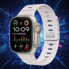 1 dây đeo khóa từ, chất liệu silicon thân thiện với da và mịn màng, tương thích với Apple Watch, có nhiều màu sắc - Xám nhạt-đen - Xem 4