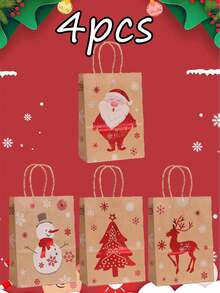 Christmas Gift Bag With Handle - Santa Claus, Reindeer And Snowman Pattern, Christmas Shopping Bag, Storage Bag, Tote Bag, Suitable For Holiday Shopping And Party Gifts, Christmas And Valentine's Day - Multicolor - View 14