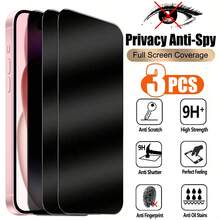 3片装隐私屏幕保护膜，防眩光钢化玻璃前膜，兼容 17 Pro Max/17 Air/17 Pro/17/16 Pro Max/16/16 Pro/16 Plus/16 E/15/14/13 Mini/12/11/X/8/7 - 黑色 - 查看 32