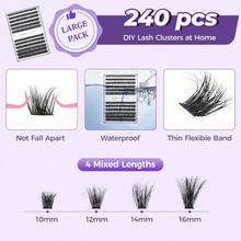 GSYY DIY Lash Extension Kit 240pcs Lash Clusters With Tweezer Bond Seal 60D/80D Volume Lashes Fluffy 3D Eyelash Clusters 1016mm Mixed Lengths Of  Look Beginner Friendly Ideal For He Use And Daily Wear - màu đen - Xem 4