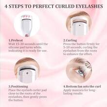 GSYY Essional Rechargeable Electric Heated Eyelash Curler With 2 Heat Modes For Wen Girls Fast Heating In 8 Seconds USB Type-C Charging Wh Design Ideal For Daily Makeup Routine And Travel Use - 白色 - 查看 7