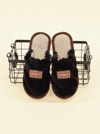 Women's Slippers, Casual Home Diagonal Striped Comfortable Lightweight Couple Slippers, Thick Warm For Autumn/Winter