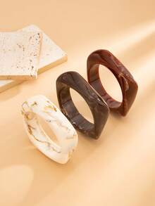 Conjunto de 1 a 3 pulseiras de resina semitransparente com design exagerado, pulseira de metal minimalista e moderna, pulseira retrô elegante e delicada, adequada para o dia a dia feminino e diversas decorações de festa, presentes de feriado, conjunto de joias acessórios de moda (Os padrões na pulseira não são fixos, sujeitos ao item real, e podem haver pequenas imperfeições na superfície da pulseira, o que é um fenômeno normal).