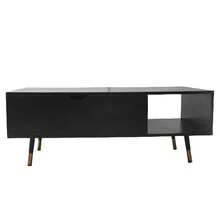 Mesa de Centro Elevable, Mesa Centro con Compartimentos Ocultos y Estante de Almacenamiento, para Salón, 50 x 100 x (45-60 cm), Negro con Veta de Mader, Mesa de Centro para Sala Elevable de Madera - Negro - Ver 10