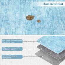 Modern, Machine-Washable Rug With Oil And Stain Resistance/Low Pile Backing, Soft And Foldable For Office/Bedroom/Dining Room Light Blue - Light Blue - View 11