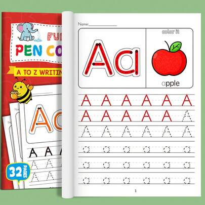 1 cuốn vở luyện viết chữ cái A-Z, bao gồm luyện viết chữ, vở luyện viết chữ nhiều lần và vở luyện viết ma thuật, phù hợp cho học sinh, văn phòng phẩm, đồ dùng học tập, món quà lý tưởng cho năm học mới, Giáng sinh, phần thưởng học tập, ngày lễ hoặc sinh nhật.