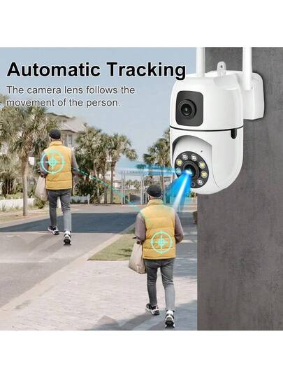 8MP Dual Lens Security Camera, 4K/8MP WiFi Outdoor Cameras Home Security, Supporting Two Way Audio, Slimme Night Vision Motion Detection, 360° Whole Monitoring Via App Vision, Moving Object Tracking, Intercom, Multi Sharing, Real Time Alarm view 7