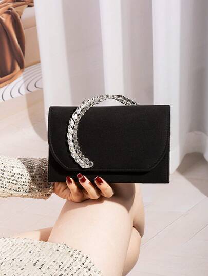 优雅奢华的女士水钻装饰手提包，天鹅绒女士手拿包，适合晚宴、婚礼、舞会、夜店、生日、周年纪念等场合，是馈赠佳品，完美搭配女士舞会礼服、亮片裙、闪亮连衣裙、正式礼服。