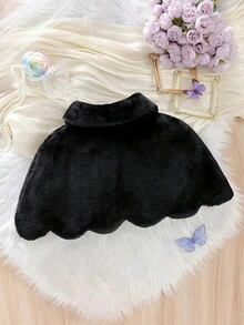 Jaqueta de Xale de Pele Sintética Sem Mangas para Meninas, Adequada para Vestidos, Vestidos de Gala, Vestidos de Princesa, Adequada para Festas, Apresentações, Comemorações, Desfiles, Aniversários, Palco, Concertos - Preto - Visão 2