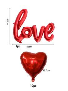 kumozawa 11个心形和“LOVE”字样铝箔气球，求婚主题套装，适用于情人节、母亲节、婚礼装饰，红色，浪漫气球装饰，适用于情人节、求婚、婚礼 - 紅色 - 查看 5