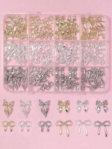 96件/盒 金银欧美风蝴蝶美甲装饰金属丝带闪亮美甲水钻简约3D多功能美甲饰品Y2K金属美甲配件美甲沙龙艺术装饰美甲闪光金属钻石美甲宝石美甲用品美甲饰品假指甲装饰配件 - 彩色 - 查看 9