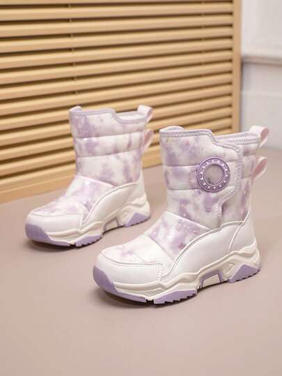 Lasten talvi uudet vedenpitävät nahkavuorilla varustetut pehmeät lämpimät liukumattomat kätevät tarranauhakengät lasten lumisaappaat