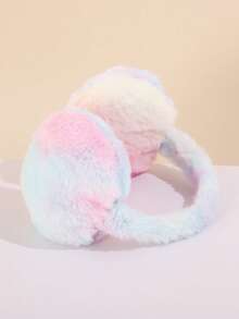 1pc Kids Colorful Tie-Dye Plush Earmuffs, Windproof & Warm, Cute For Outdoor & Daily Use - Multicolor - View 8