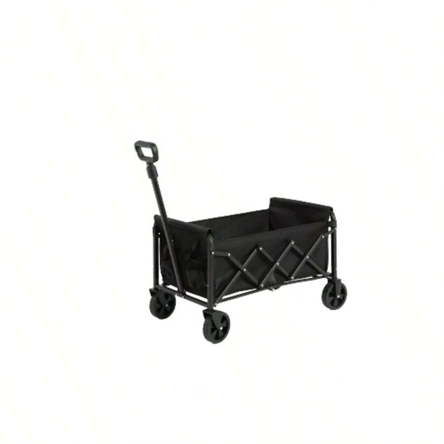 Lightweight, Portable And Sturdy Folding Beach Cart With Wheels - An Ideal Outdoor Utility Vehicle For Errands, Camping, Shopping, Sports And Large Gardens. - Black - View 1