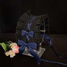 1 件女士黑色蕾丝涤纶甜美头带，适合搭配连衣裙情人节返校季