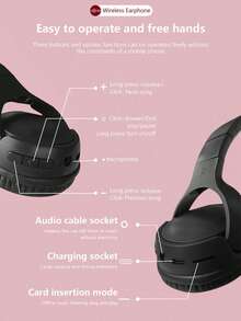 AKKHOO 可折叠无线耳机，立体声，蓝牙 5.3，长续航，智能防噪，游戏耳机 - 白色 - 查看 8