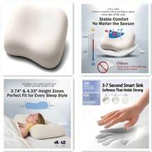 Almohada para dormir de lado - Almohada cervical ergonómica suave para alivio del dolor de cuello, funda de almohada de seda de hielo sin cremallera (blanco) - Blanco - Ver 1