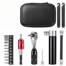 1 Set Bicycle Cassette Lockring Wrench, Multifunctional Aluminum Alloy Repair Tool Kit, Maintenance Tools For Cycling, Includes Air Pump And Cassette Lockring Wrench - Multicolor - View 2